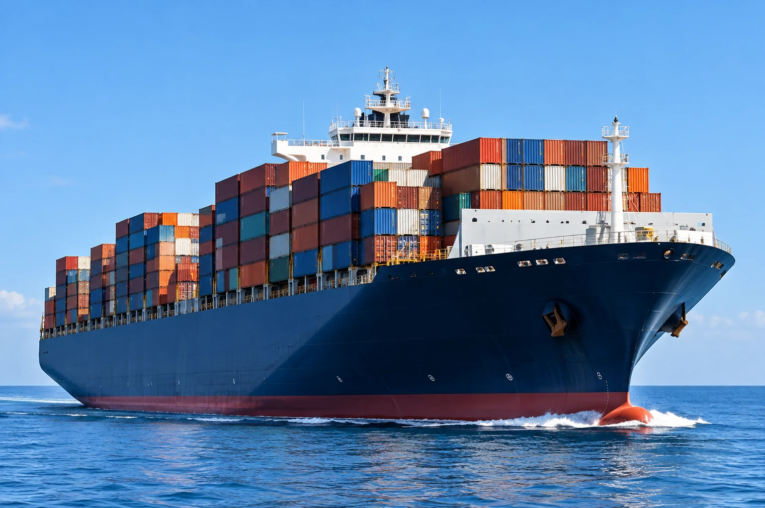 Container ship carrying international freight